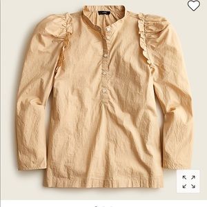 J. Crew Puff Sleeve Poplin Top, Dark Beechwood, Size Small, NWT, Item BB288